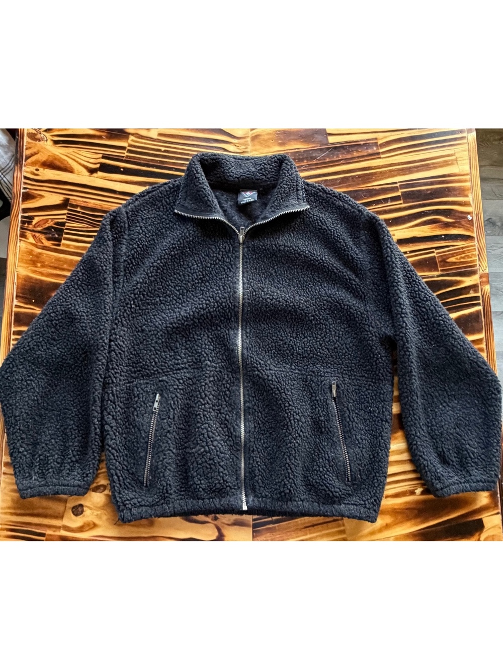 Black sherpa zip fleece jacket